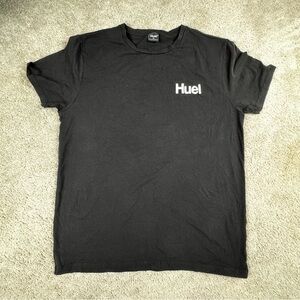 Huel Shirt Mens Large Black Crewneck Short Sleeve Cotton Tee Athletic Logo XL